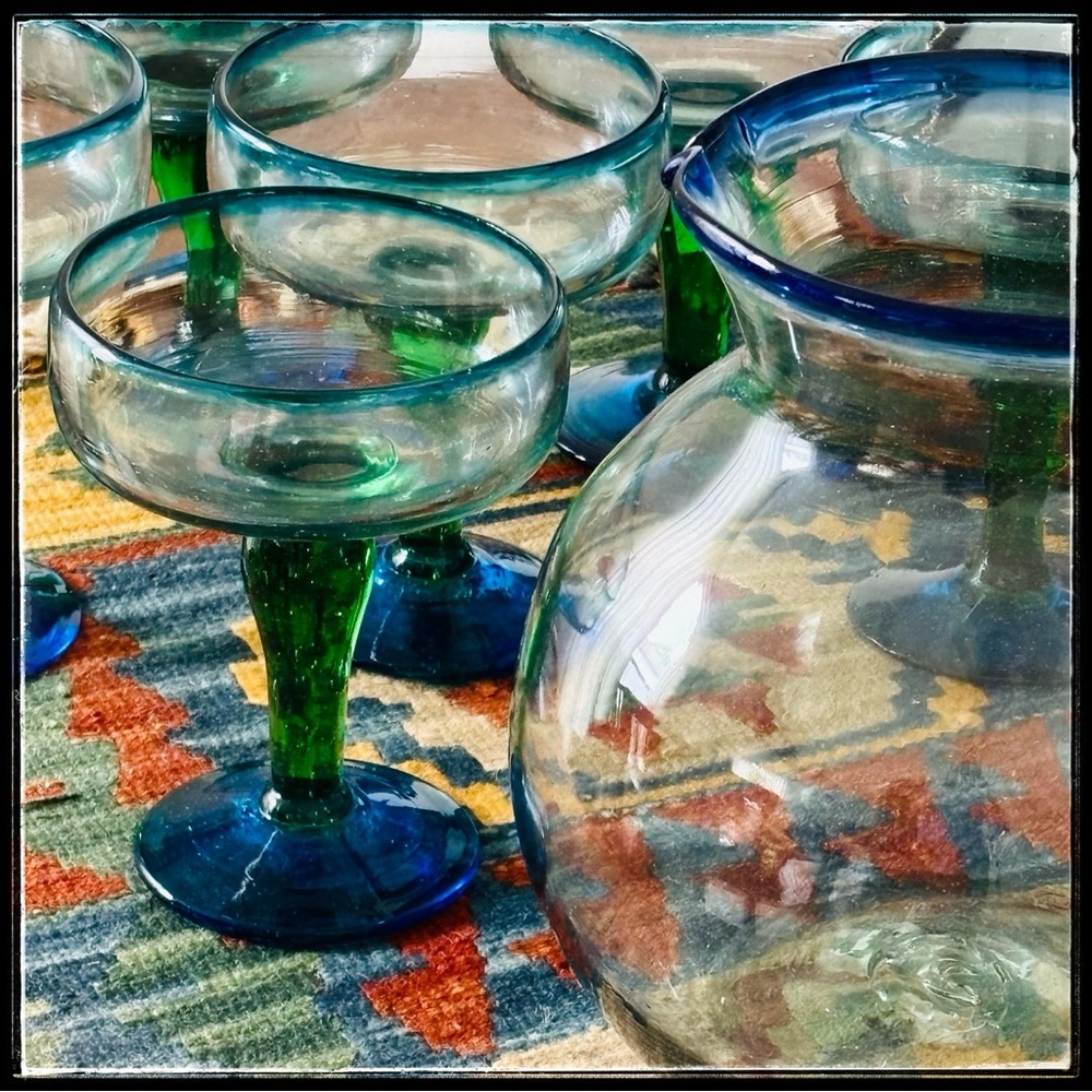 Margarita Hand Blown Set 8 Glasses & Pitcher